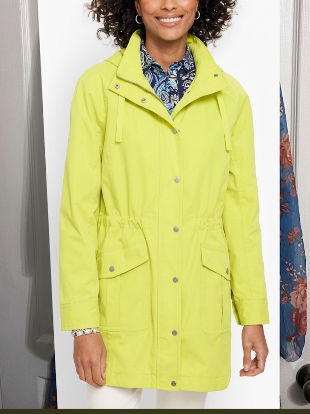 Talbots M Women's Lime Green Anorak rain Jacket